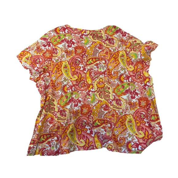 Westbound Woman Paisley Top 3X Red & Yellow Colorful Boho Art - Picture 4 of 4